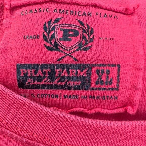 Vintage Phat Farm Shirt Adult XL Red Hip Hop Graphic Short Sleeve Crew Neck - Picture 6 of 6